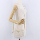 PRADA Gathered Chain Shoulder Bag Leather White Gold Auth 200485V-22