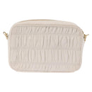 PRADA Gathered Chain Shoulder Bag Leather White Gold Auth 200485V-3