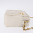 PRADA Gathered Chain Shoulder Bag Leather White Gold Auth 200485V-4