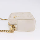 PRADA Gathered Chain Shoulder Bag Leather White Gold Auth 200485V-5