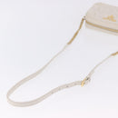 PRADA Gathered Chain Shoulder Bag Leather White Gold Auth 200485V-7