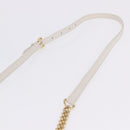 PRADA Gathered Chain Shoulder Bag Leather White Gold Auth 200485V-8