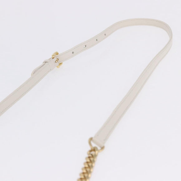 PRADA Gathered Chain Shoulder Bag Leather White Gold Auth 200485V