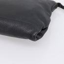 PRADA Clutch Bag Vittero Dino Leather Black Gold Auth 200490-15