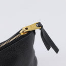 PRADA Clutch Bag Vittero Dino Leather Black Gold Auth 200490-8