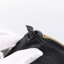 PRADA Clutch Bag Vittero Dino Leather Black Gold Auth 200490-9