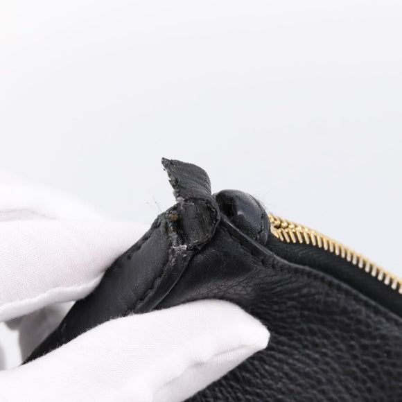 PRADA Clutch Bag Vittero Dino Leather Black Gold Auth 200490
