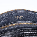 PRADA Clutch Bag Vittero Dino Leather Black Gold Auth 200490-10