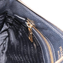 PRADA Clutch Bag Vittero Dino Leather Black Gold Auth 200490-20