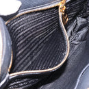 PRADA Clutch Bag Vittero Dino Leather Black Gold Auth 200490-21