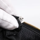 PRADA Clutch Bag Vittero Dino Leather Black Gold Auth 200490-12