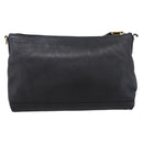 PRADA Clutch Bag Vittero Dino Leather Black Gold Auth 200490-2