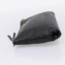 PRADA Clutch Bag Vittero Dino Leather Black Gold Auth 200490-3