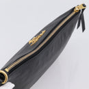 PRADA Clutch Bag Vittero Dino Leather Black Gold Auth 200490-5