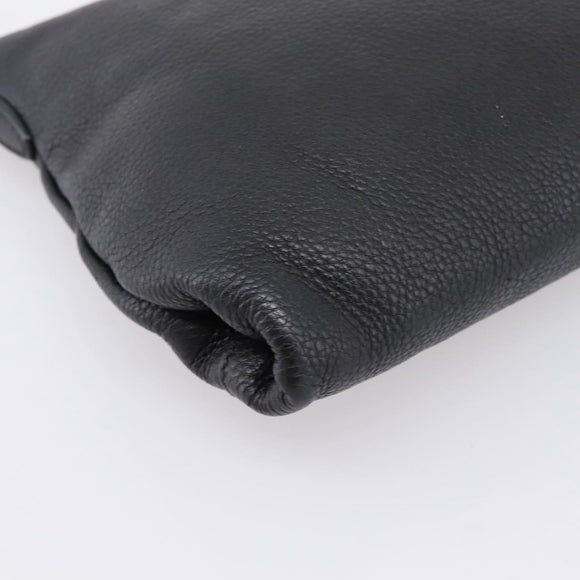 PRADA Clutch Bag Vittero Dino Leather Black Gold Auth 200490