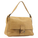 FENDI Selleria Mamma Baguette Shoulder Bag Leather Brown Gold Auth 200491A-1