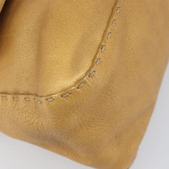 FENDI Selleria Mamma Baguette Shoulder Bag Leather Brown Gold Auth 200491A
