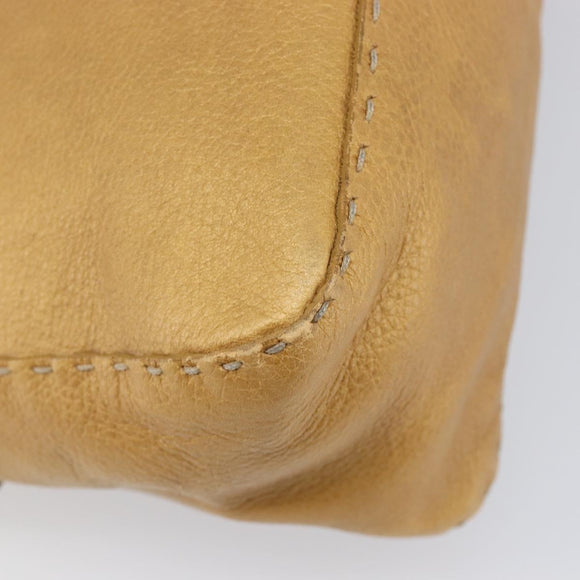 FENDI Selleria Mamma Baguette Shoulder Bag Leather Brown Gold Auth 200491A