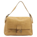 FENDI Selleria Mamma Baguette Shoulder Bag Leather Brown Gold Auth 200491A-13