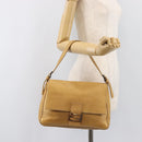 FENDI Selleria Mamma Baguette Shoulder Bag Leather Brown Gold Auth 200491A-25