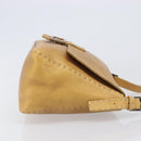 FENDI Selleria Mamma Baguette Shoulder Bag Leather Brown Gold Auth 200491A-3