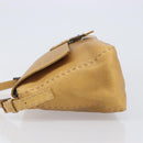 FENDI Selleria Mamma Baguette Shoulder Bag Leather Brown Gold Auth 200491A-4