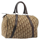 Christian Dior Trotter Canvas Boston Bag Beige Gold Auth 200492-1