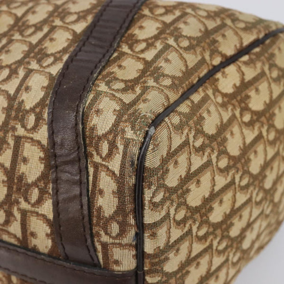 Christian Dior Trotter Canvas Boston Bag Beige Gold Auth 200492