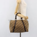 Christian Dior Trotter Canvas Boston Bag Beige Gold Auth 200492-23