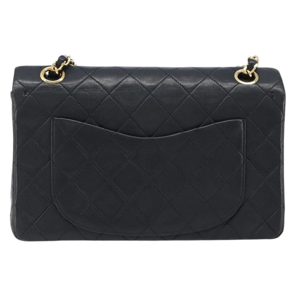 CHANEL Chain Matelasse 23 Shoulder Bag Lamb Skin Black Gold CC Auth 200493SAM