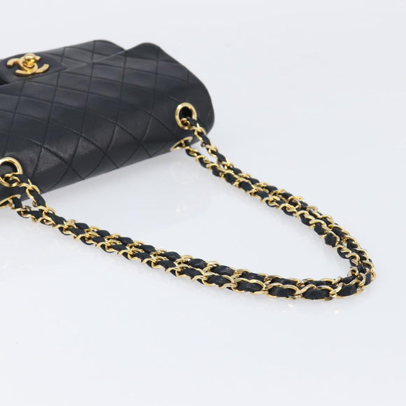CHANEL Chain Matelasse 23 Shoulder Bag Lamb Skin Black Gold CC Auth 200493SAM