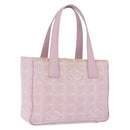 CHANEL New Travel Line Hand Bag Canvas Pink Gold CC Auth 200495-1