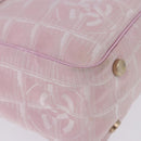 CHANEL New Travel Line Hand Bag Canvas Pink Gold CC Auth 200495-10