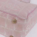 CHANEL New Travel Line Hand Bag Canvas Pink Gold CC Auth 200495-11