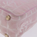 CHANEL New Travel Line Hand Bag Canvas Pink Gold CC Auth 200495-13