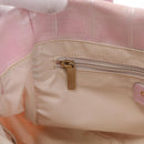 CHANEL New Travel Line Hand Bag Canvas Pink Gold CC Auth 200495-19