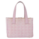 CHANEL New Travel Line Hand Bag Canvas Pink Gold CC Auth 200495-2