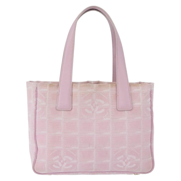 CHANEL New Travel Line Hand Bag Canvas Pink Gold CC Auth 200495