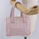CHANEL New Travel Line Hand Bag Canvas Pink Gold CC Auth 200495-24