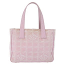 CHANEL New Travel Line Hand Bag Canvas Pink Gold CC Auth 200495-3
