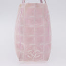 CHANEL New Travel Line Hand Bag Canvas Pink Gold CC Auth 200495-5