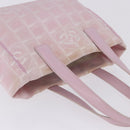 CHANEL New Travel Line Hand Bag Canvas Pink Gold CC Auth 200495-6
