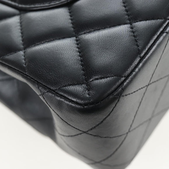 CHANEL Matelasse 30 Chain Shoulder Bag Lamb Skin Black Silver CC Auth 200505SAM