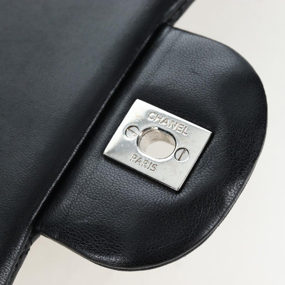 CHANEL Matelasse 30 Chain Shoulder Bag Lamb Skin Black Silver CC Auth 200505SAM