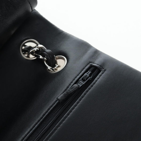 CHANEL Matelasse 30 Chain Shoulder Bag Lamb Skin Black Silver CC Auth 200505SAM