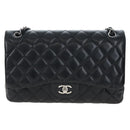 CHANEL Matelasse 30 Chain Shoulder Bag Lamb Skin Black Silver CC Auth 200505SAM-13
