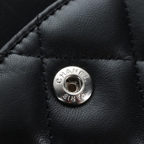 CHANEL Matelasse 30 Chain Shoulder Bag Lamb Skin Black Silver CC Auth 200505SAM