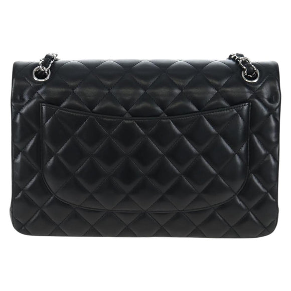 CHANEL Matelasse 30 Chain Shoulder Bag Lamb Skin Black Silver CC Auth 200505SAM