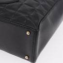 CHANEL Choco Bar Shoulder Bag Lamb Skin Black Gold CC Auth 200511V-11