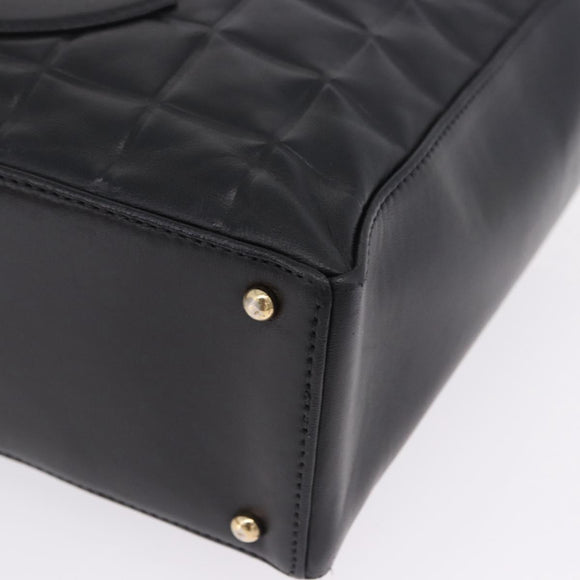 CHANEL Choco Bar Shoulder Bag Lamb Skin Black Gold CC Auth 200511V